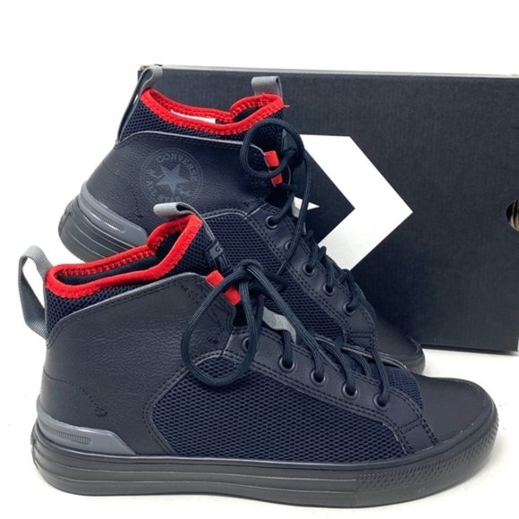 Converse Ultra Future Sport Mid Top Black Red Leather Mesh Shoes Women's A01426C - Picture 1 of 9